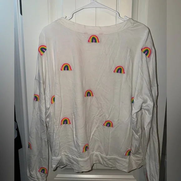 Lilly Pulitzer Women’s White Sweatshirt with Rainbow Embroidery - Picture 2 of 3